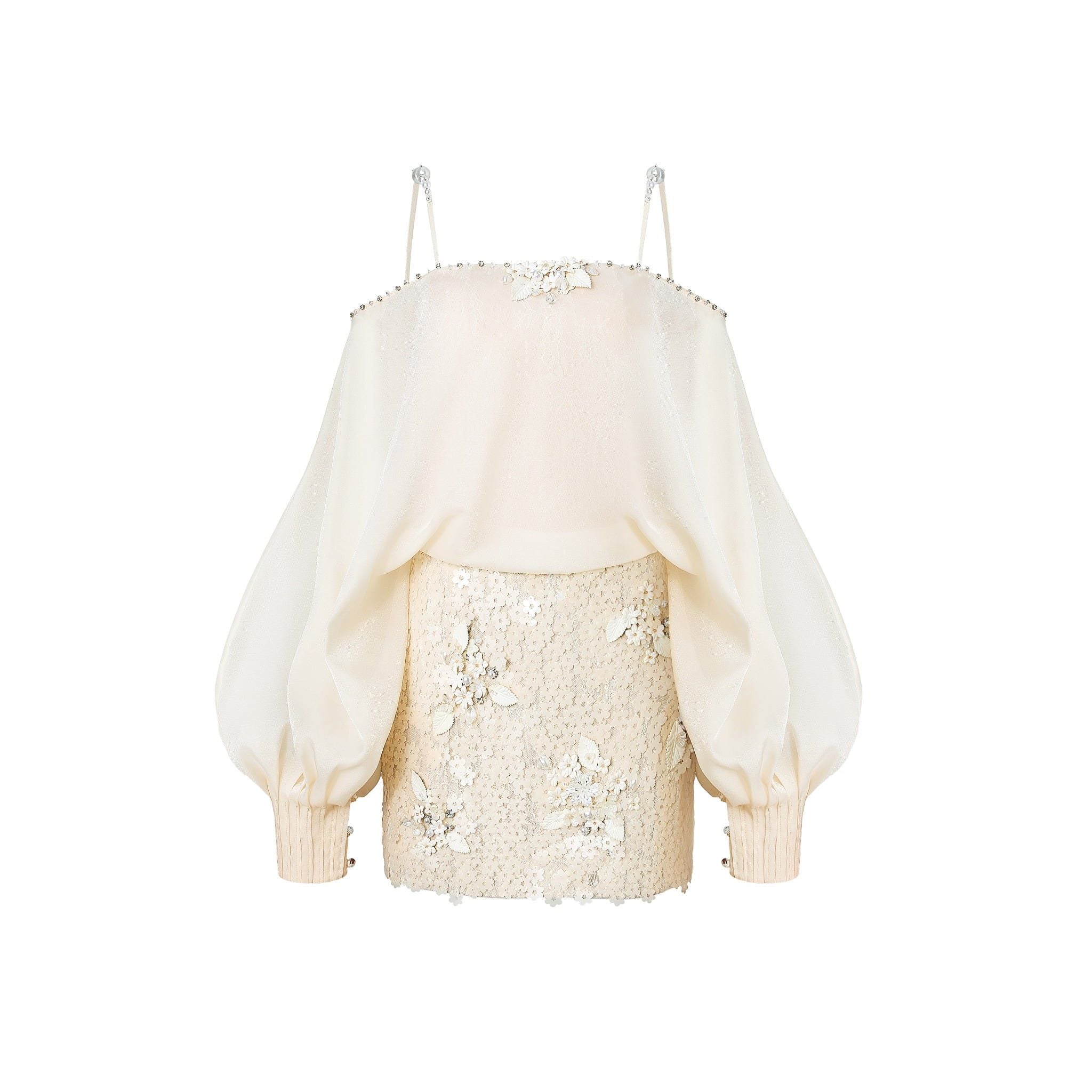  Linnea Puff Sleeve Floral Lace Corset Mini Dress 