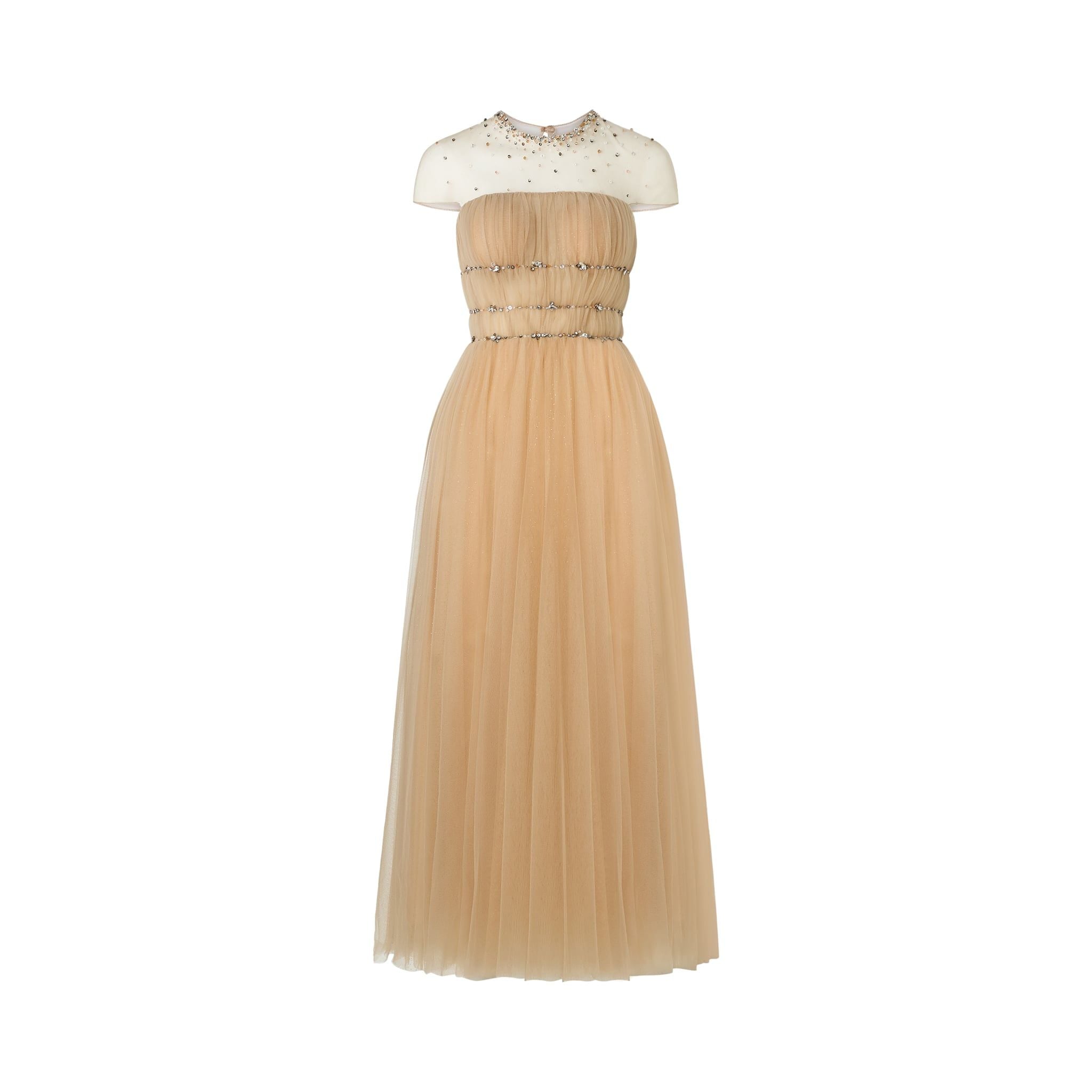  Isolde Embellished Tulle Illusion Neckline Dress 