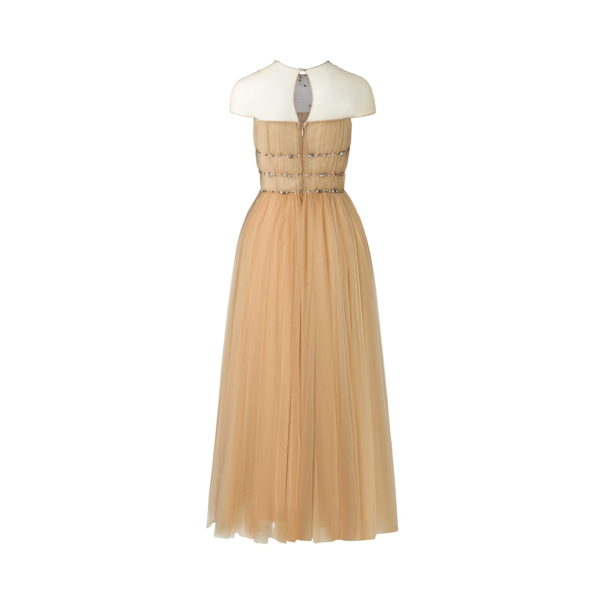  Isolde Embellished Tulle Illusion Neckline Dress 