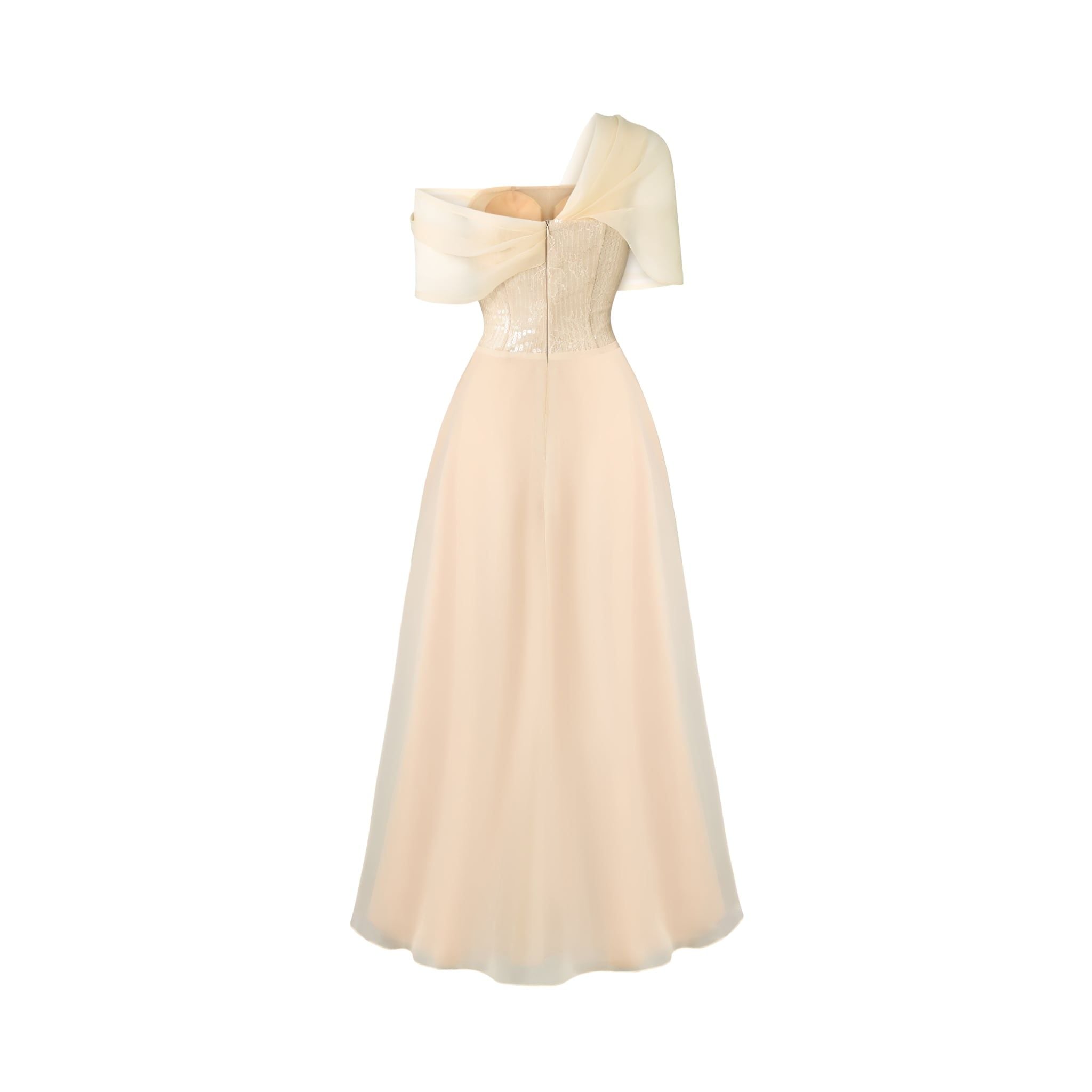  Eloise Sequin Corset Draped Off-Shoulder Dress 