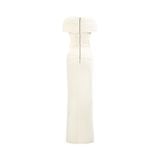  IVELLE Draped Shoulder Column Maxi Dress 