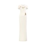  IVELLE Draped Shoulder Column Maxi Dress 