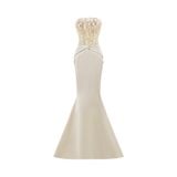  Celestine Cream Draped Corset Mermaid Dress 