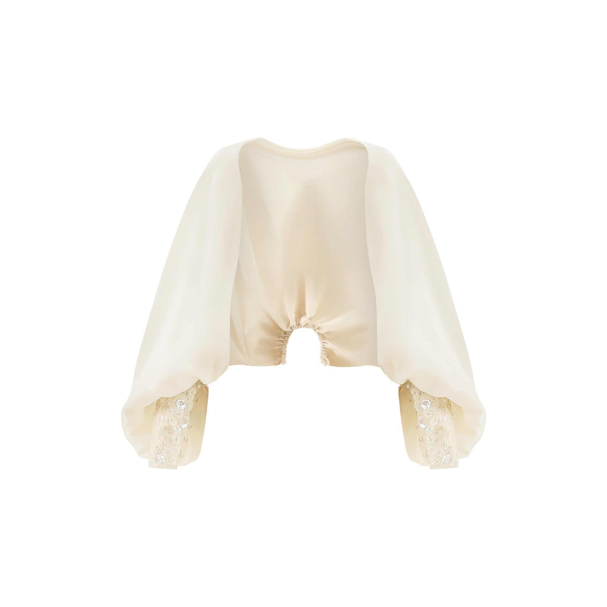  Celestine Poet Sleeve Embellished Sheer Cape 