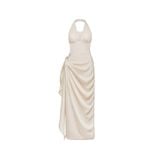  Clytia Creamy White Star Sequin Silk Gown Dress 