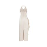  Clytia Creamy White Star Sequin Silk Gown Dress 