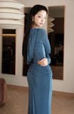  VALORIA Draped Column Maxi Dress 