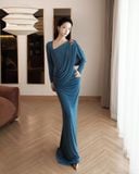  VALORIA Draped Column Maxi Dress 