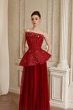  IVRESSE Embellished Lace Top with Tulle Shawl 