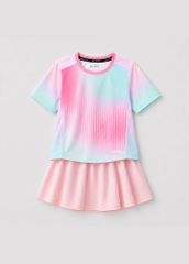 Set Thể Thao Chân Váy Cho Bé Siêu Nhẹ Ultra Light (Hồng Ombre Pinstripe + Váy Hồng)