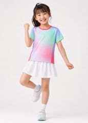 Set Thể Thao Chân Váy Cho Bé Siêu Nhẹ Ultra Light (Hồng Tím Ombre 02 + Váy Trắng Kem)