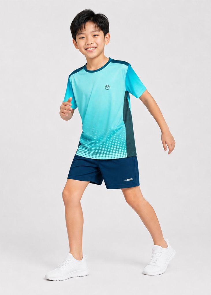 Set Thể Thao Cho Bé Siêu Nhẹ Ultra Light Họa Tiết (Xanh Halftone + Navy 06 Form Ngắn)