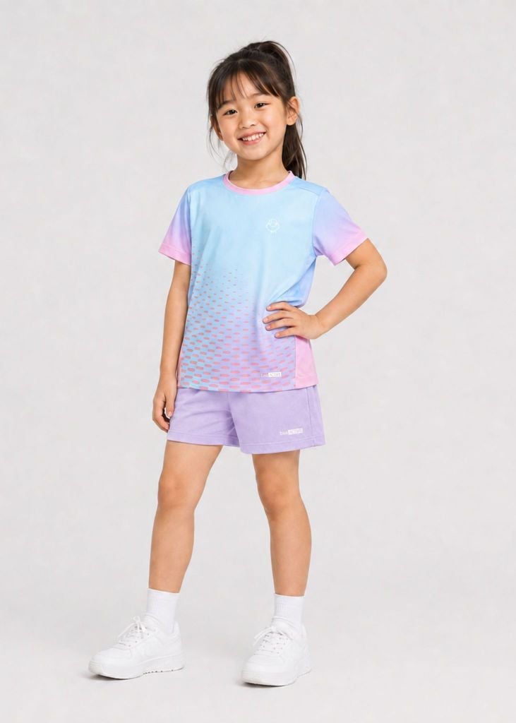 Set Thể Thao Cho Bé Siêu Nhẹ Ultra Light Họa Tiết (Xanh Nhạt Halftone 02 + Tím Nhạt 04 Form Ngắn)