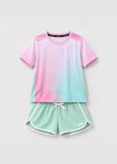 Set Thể Thao Cho Bé Siêu Nhẹ Ultra Light Họa Tiết (Hồng Halftone Dots + Quần Dù Xanh Mint)