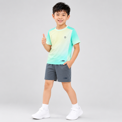 Set Thể Thao Cho Bé Siêu Nhẹ Ultra Light Hoạ Tiết Pinstripe (Xanh Ombre + Xám Đậm Form Ngắn)