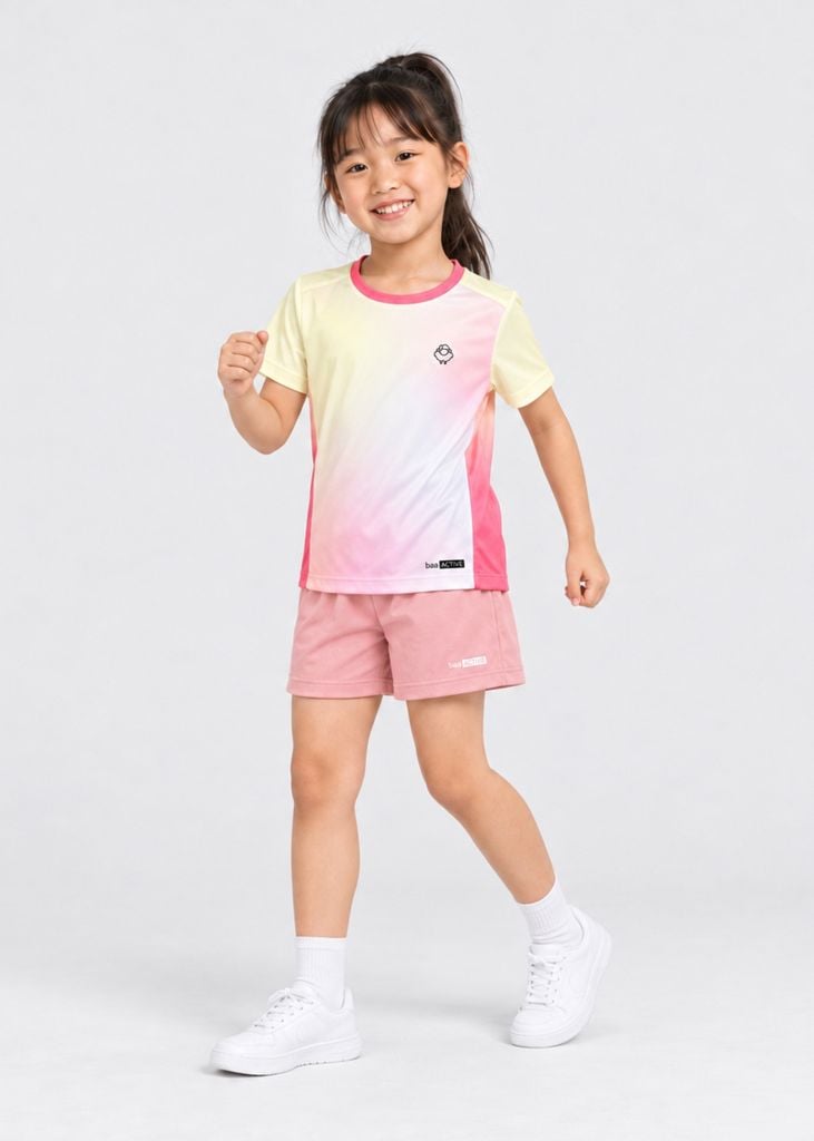 Set Thể Thao Cho Bé Siêu Nhẹ Ultra Light Họa Tiết (Vàng Hồng Ombre + Hồng Nhạt 04 Form Ngắn)