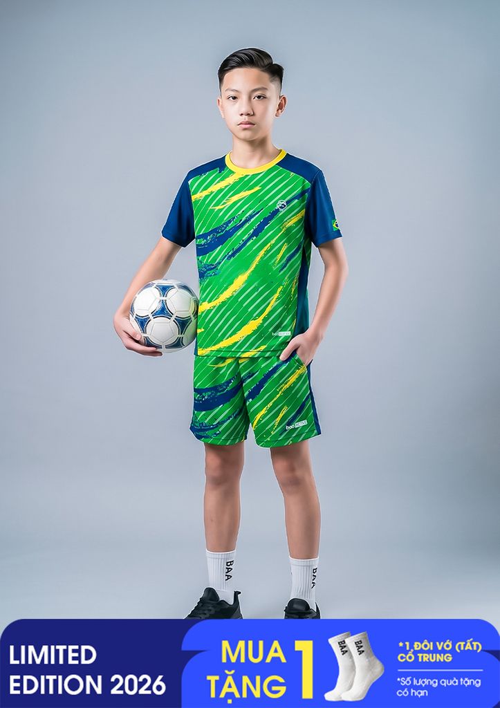 Set Thun Thể Thao Cho Bé Siêu Mát Ultra Cool World Cup Đội Tuyển Brazil