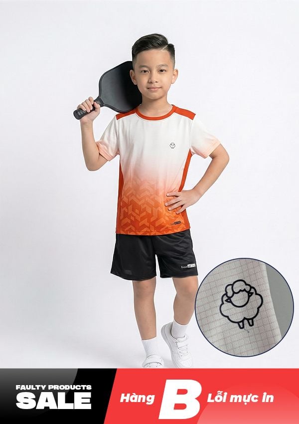 Áo Thun Thể Thao Cho Bé Siêu Nhẹ Ultra Light Đỏ Ombre Hoạ Tiết Isometric