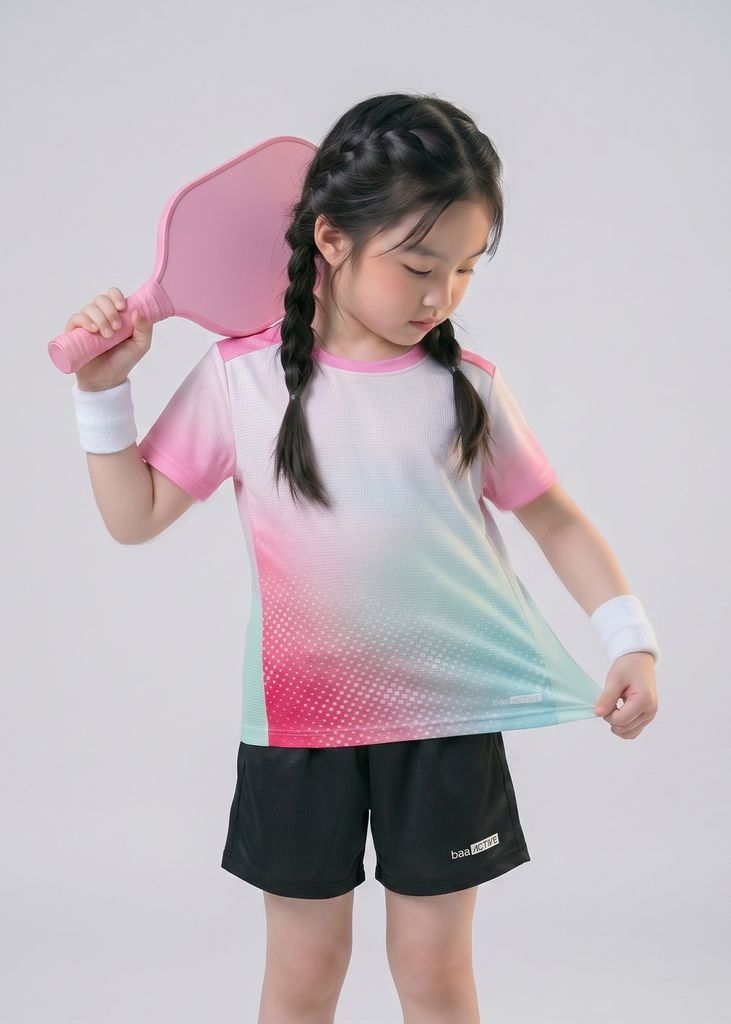 Áo Thun Thể Thao Cho Bé Siêu Nhẹ Ultra Light Hồng Hoạ Tiết Halftone Dots