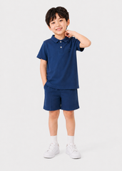 Set Polo Ngắn Tay Bé Trai Xanh Xám Thêu Logo 02