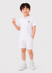 Set Polo Ngắn Tay Bé Trai Trắng Thêu Logo 03