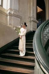 Giọt Nắng - Set Áo Dài Thêu Cao Cấp Bé Gái Be