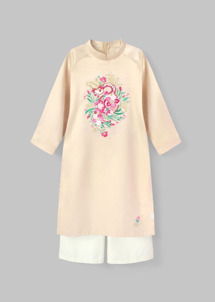 Giọt Nắng - Set Áo Dài Thêu Cao Cấp Bé Gái Be