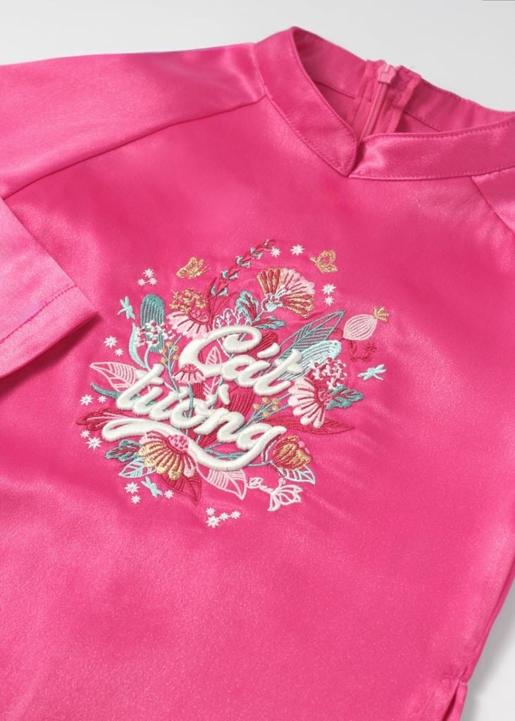 Cát Tường - Set Áo Dài Thêu Cao Cấp Bé Gái Hồng