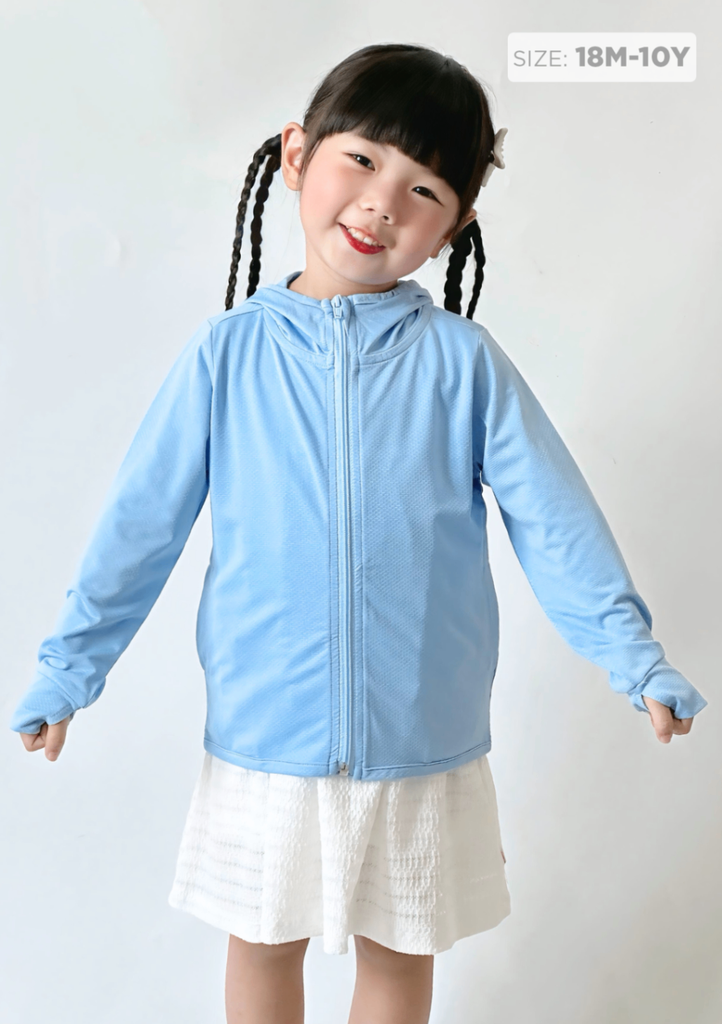 Áo Khoác Chống Nắng Tia UV Bé Gái Xanh Nhạt