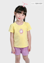Đồ Bộ Ngắn Tay Bé Gái Vàng Unicorn Phối Tím