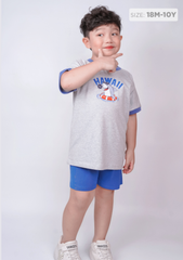 Đồ Bộ Ngắn Tay Bé Trai Xám Cá Mập Phối Xanh