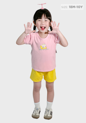 Đồ Bộ Ngắn Tay Bé Gái Hồng Sun's Out Phối Vàng