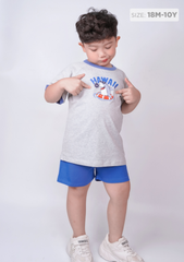 Đồ Bộ Ngắn Tay Bé Trai Xám Cá Mập Phối Xanh