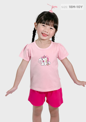 Đồ Bộ Ngắn Tay Bé Gái Hồng Nhạt Unicorn