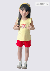 Đồ Bộ Cánh Tiên Bé Gái Vàng Strawberry Phối Đỏ