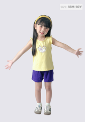 Đồ Bộ Cánh Tiên Bé Gái Vàng Mèo Xinh Phối Tím