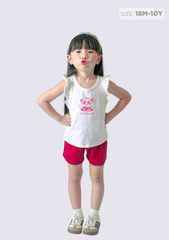 Đồ Bộ Cánh Tiên Bé Gái Trắng Sweetness Phối Đỏ