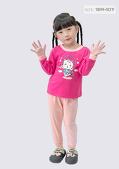 Đồ Bộ Dài Bé Gái Hồng Phối Mèo Mermaid