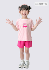 Đồ Bộ Ngắn Tay Bé Gái Hồng Nhạt Sweet Cherry