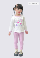 Đồ Bộ Dài Bé Gái Trắng Unicorn Phối Tím Nhạt