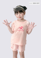 Đồ Bộ Ngắn Tay Bé Gái Hồng Cam Sweet Candy