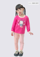 Đồ Bộ Dài Bé Gái Hồng Phối Mèo Mermaid