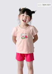 Đồ Bộ Ngắn Tay Bé Gái Hồng Cam Sweet Watermelon
