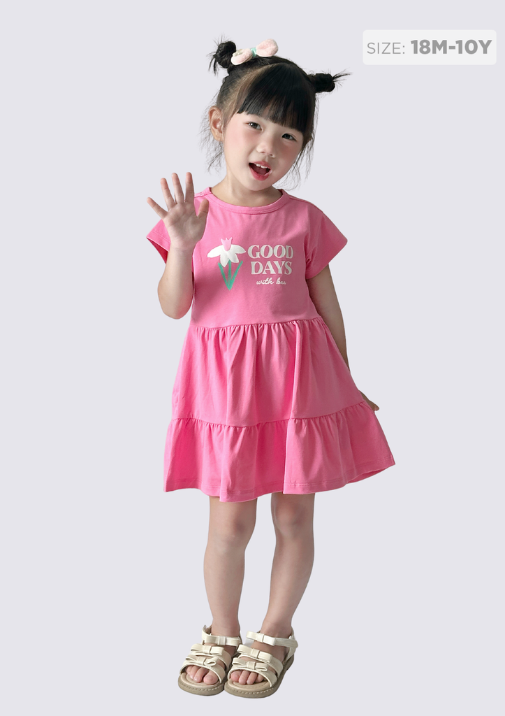 Đầm Thun Kiểu Hai Tầng Bé Gái Hồng Good Days