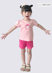 Đồ Bộ Ngắn Tay Bé Gái Hồng Dâu Be Sweet