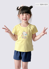 Đồ Bộ Ngắn Tay Bé Gái Vàng You're Magic Phối Navy