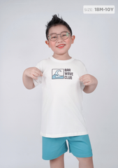 Đồ Bộ Ngắn Tay Bé Trai Trắng Phối Xanh Wave Club