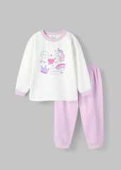 Đồ Bộ Dài Bé Gái Trắng Unicorn Phối Tím Nhạt