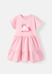 Đầm Thun Kiểu Hai Tầng Bé Gái Hồng Nhạt Unicorn