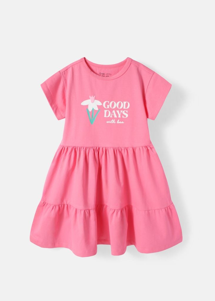 Đầm Thun Kiểu Hai Tầng Bé Gái Hồng Good Days